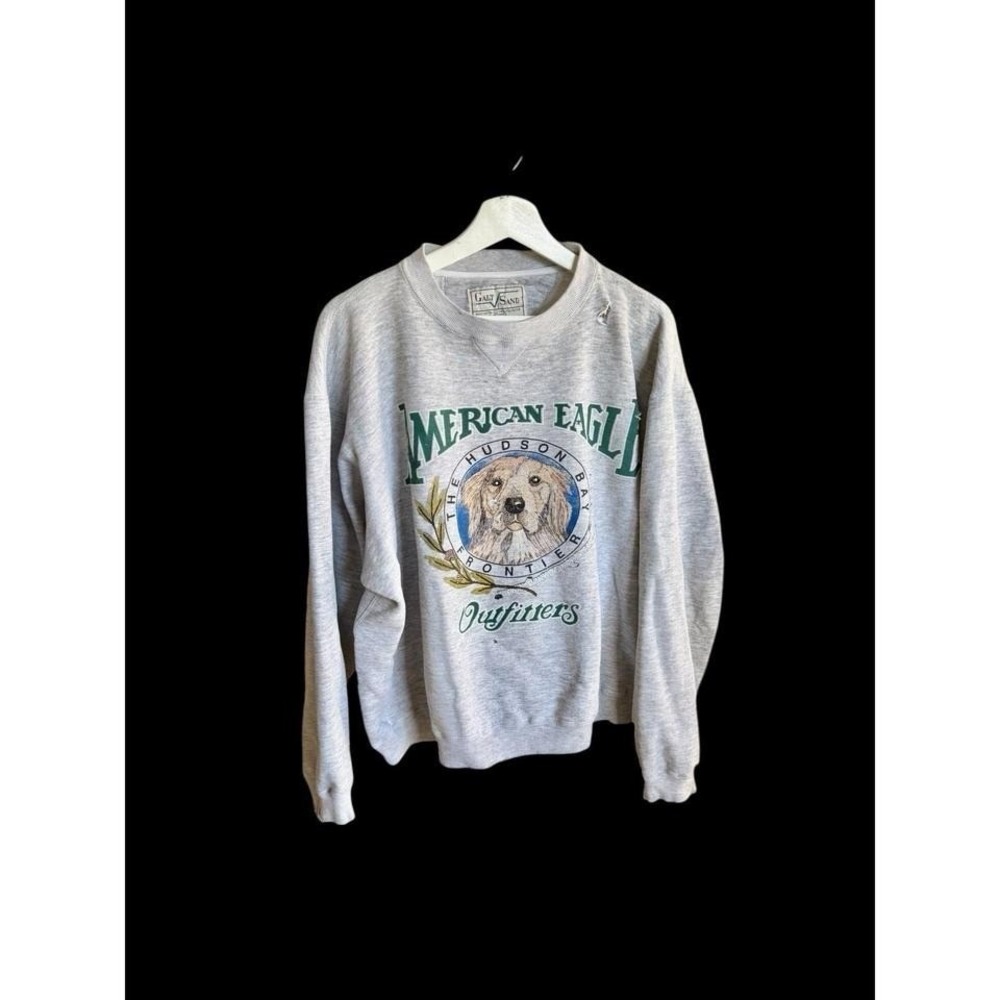 Vintage‎ 90's American Eagle Galt Sand Sweatshirt Sz Large Distressed Holes Grey